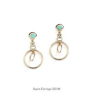 Just Jewelry Earrings circle dangle blue